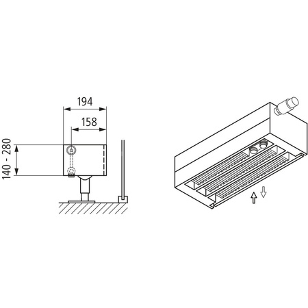 Konwektor Kermi V-Kon S Typ33 BH140x194x4600mm QN5267, weiß, 6 bar, m. Abd., Vent. re