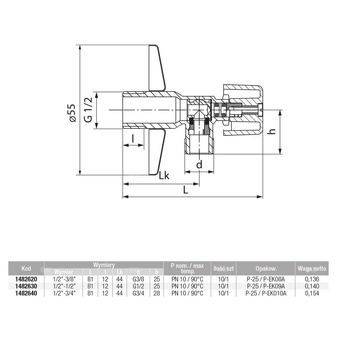 Kurek kątowy EKO PLUS chrom 1/2”-1/2”