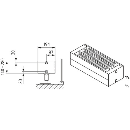 Konwektor Kermi Kon m. Str. Typ33 BH210x194x1300mm QN1862,weiß,6bar, m. Abd., AB Uni.