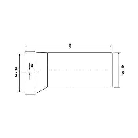Przyłącze kanalizacyjne, długie L-260mm,wejście 90-110mm,wyjście 110mm,z przesunięciem 20mm