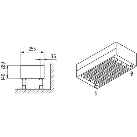 Konwektor Kermi Konvektor Typ54 BH70x255x3800mm QN3895, weiß, 6bar, m. Abd, AB 12