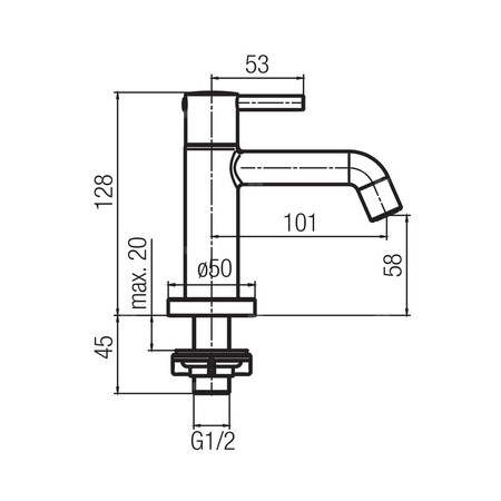 SOLO Zawór stojący umywalkowy do wody zimnej lub gorącej