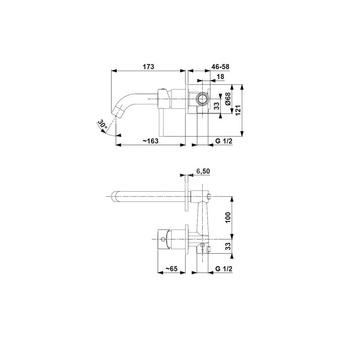 Bateria umywalkowa ścienna KFA Armatura MOZA, czarny, montaż podtynkowa