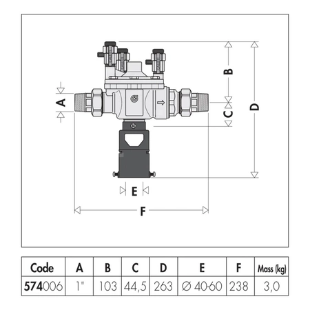 Izolator przepływów zwrotnych ze strefą obniżonego ciśnienia z możliwością nadzoru. 1/2" - Typu BA