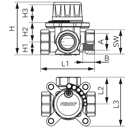Zawór mieszający 3-drogowy 1 1/2" GW