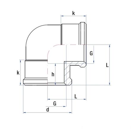 Kolano 90' RUMET mosiądz 1 1/4'' x 1 1/4'' (GW), 41 mm