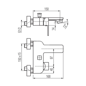 LOFT GOLD Bateria wannowa ścienna (bez akcesoriów)
