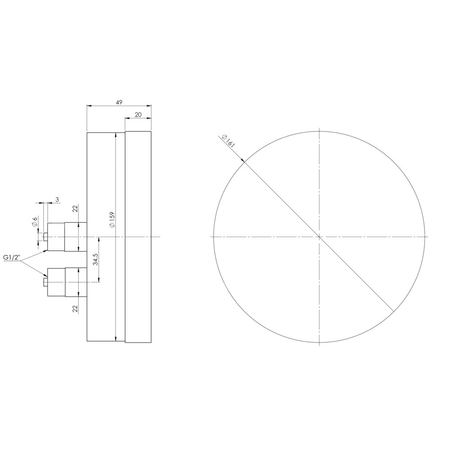 Ciśnieniomierz różnicowy AFRISO KP Dif D401 0/4 mbar mosiądz G1/2B aksjalne fi 160, kl. 1.6%