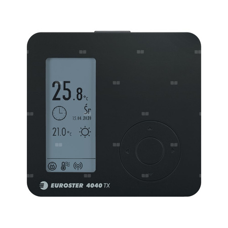 Reagulator temperatury Euroster E4040TXRXNB z odbiornikiem natynkowym, kolor czarny