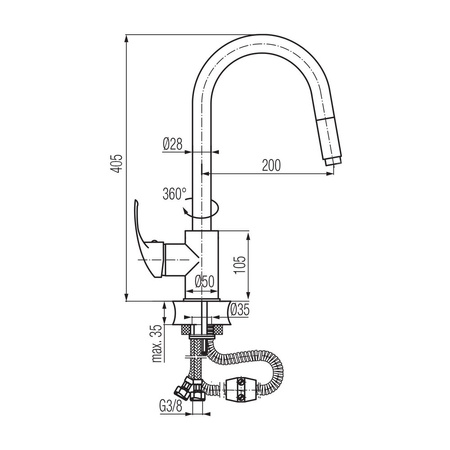 ANGELO Bateria kuchenna stojąca z wyciąganym natryskiem