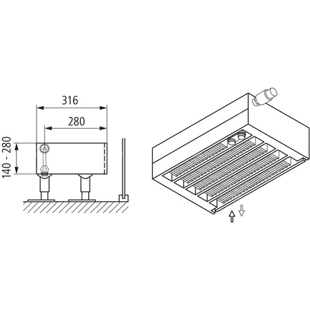 Konwektor Kermi V-Kon S Typ55 BH210x316x1500mm QN3558, weiß, 6 bar, o. Abd., Vent. re