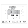 Zawór kulowy z wbudowanym, certyfikowanym zaworem zwrotnym. Z możliwością nadzoru. Nakrętka - przyłącza z gwintem zewnętrznym 3/