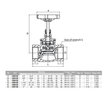 Zawór wodny VALVEX Viking GW 1 1/2'' x GW 1 1/2''