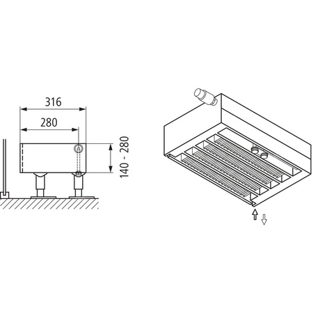 Konwektor Kermi V-Kon S Typ55 BH280x316x500mm QN1435, weiß, 6 bar, o. Abd., Vent. re