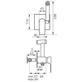 ALGEO SQUARE bateria bidetowa podtynkowa, chrom