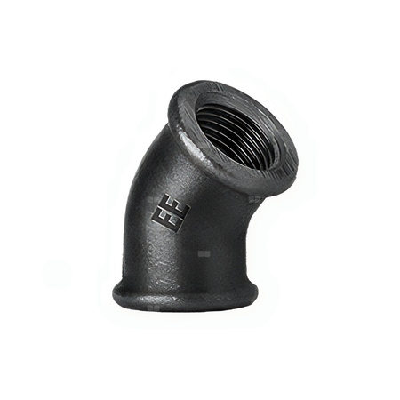 Kolano 45' ODLEWNIA ZAWIERCIE A1/5/120 żeliwo (czarne) 1/2'' (GW)