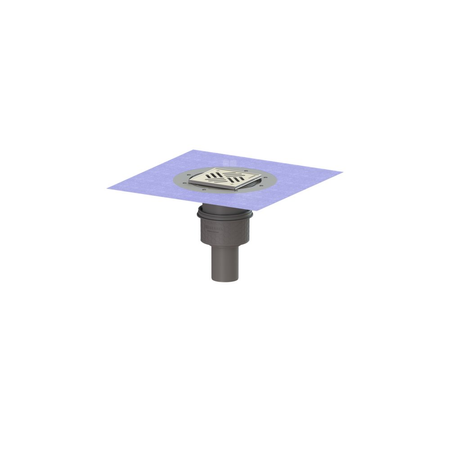 Wpust PRACTICUS DN70, odpł.pion., z nasadką Variofix i kratką/ramą nierdz. 138x138