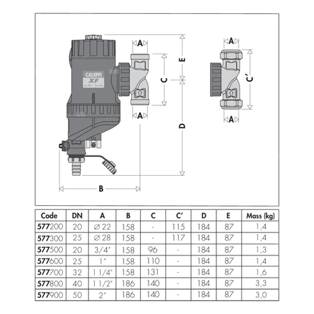 CALEFFI XF - Filtr z wkładem magnetycznym z funkcją półautomatycznego czyszczenia 1 1/4"