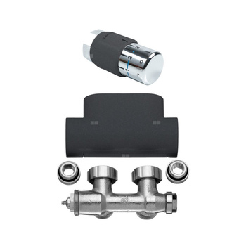 Zawór termostatyczny kątowy, zestaw, kolor Anthracite Grey