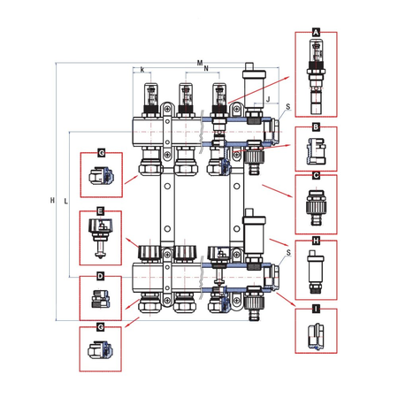 Rozdzielacz ogrzewania RUMET 71E 15 obwodowy