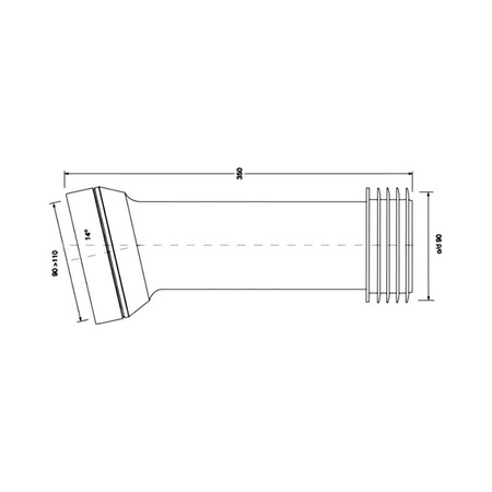 Przyłącze kanalizacyjne, długie L-260mm,wejście 90-110mm,wyjście 110mm, kąt 14