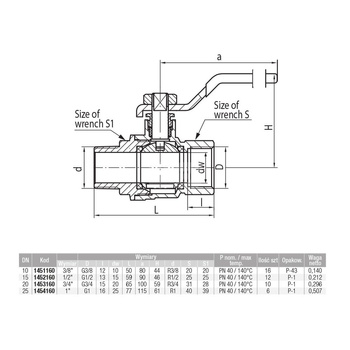Zawór kulowy VALVEX Tryton mosiądz niklowany, PN40 1/2'' GZ x GW, uchwyt: dźwignia