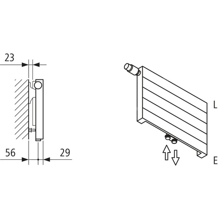 Grzejnik płytowy typ 11 KERMI V-HHV QN1313(R), z osłoną wym. 350 x 2200 mm, kolor biały, moc 1313 W