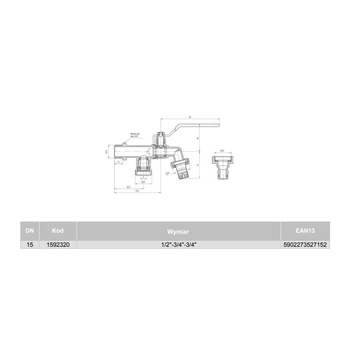 Zawór kulowy VALVEX Oligo Duo mosiądz niklowany czerpalny, PN10 1/2'' GZ x złączka do węża z zaworem odcinającym, uchwyt: dźwignia