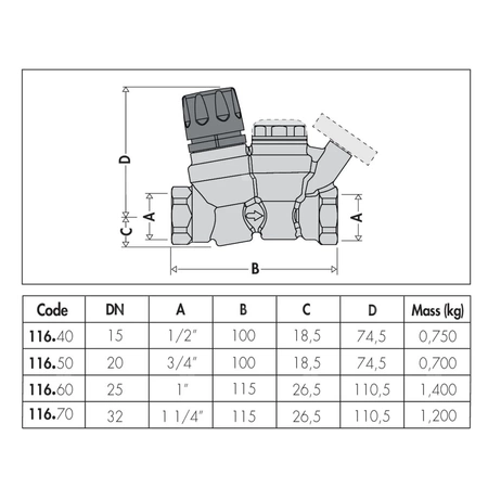 Termostatyczny zawór do cyrkulacji c.w.u. 3/4"