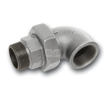 Śrubunek 45' SANHA 97# trzyczęściowy, żeliwo (ocynk galwaniczny/elektrolityczny) (ocynk), 1 1/4'' (GW x GZ)