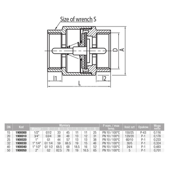 Zawór zwrotny VALVEX Tiger 1 1/2'' GW PN 10 max. 100'C