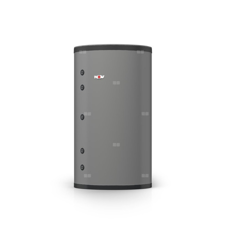 Zasobnik buforowy do podgrzewu c.w.u.i wspomagania c.o. BSH 1000 w kolorze srebrnym wraz z termostatycznym zaworem mieszającym,