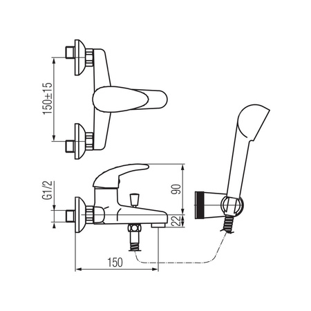 GALEO Bateria wannowa ścienna z akcesoriami