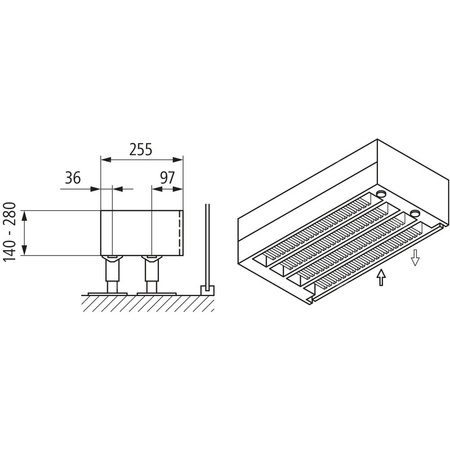 Konwektor Kermi Kon m. Str. Typ44 BH140x255x2400mm QN3293, weiß, 6bar, o. Abd., AB Uni.