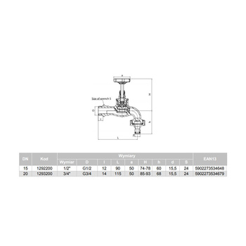 Zawór wodny VALVEX Viking GZ 1/2'' x szybkozłączka do węża 15,5 mm