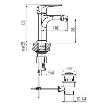 AURORA Bateria bidetowa stojąca z korkiem spustowym