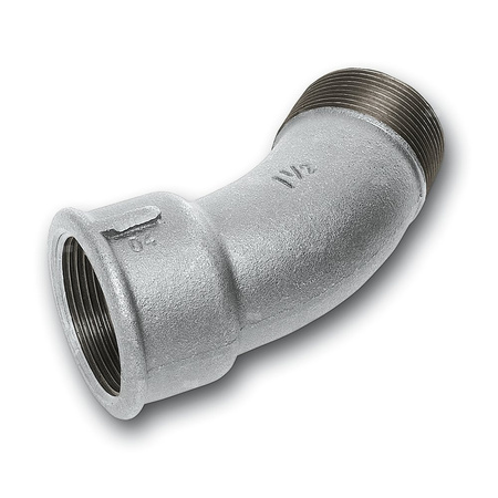 Łuk 45' SANHA 40#, żeliwo (cynk/nikiel) (ocynk), 1 1/2'' (GW x GZ)