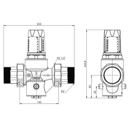 Reduktor ciśnienia wody BPR 426 z siatką filtracyjną, półśrubunki R2'', 1 ÷ 6 bar