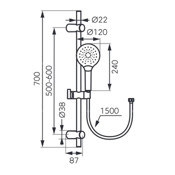 FANO LB natrysk przesuwny 3F, chrom