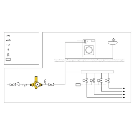 Regulator ciśnienia CALEFFI 5360, GZ 1/2'', 25 bar z manometrem