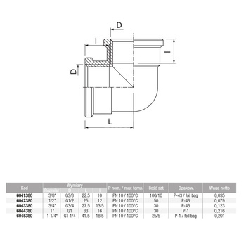 Kolano nakrętne śrutowane VALVEX TWIST, 1 1/4'' (GW)