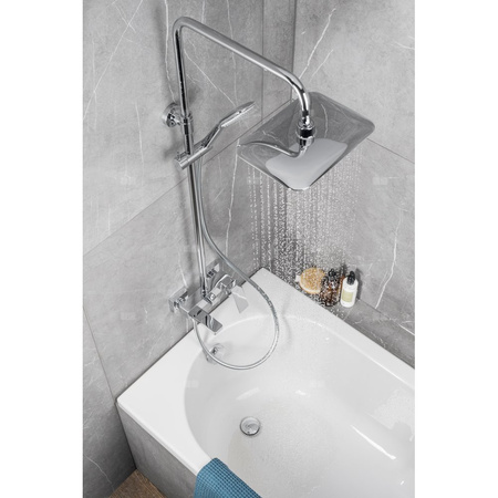 Zestaw natryskowy przesuwny KFA Armatura LOGON + skł. wylewka chrom, wąż 1500 mm, z deszczownicą