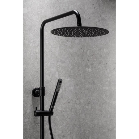 Zestaw natryskowy przesuwny KFA Armatura MOZA PREMIUM czarny, wąż 1500 mm, z deszczownicą