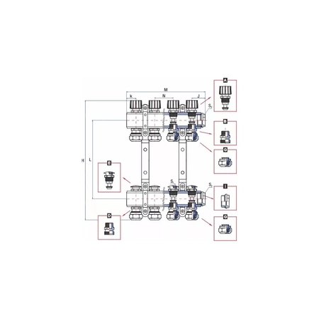 Rozdzielacz ogrzewania RUMET 70B 6 obwodowy