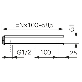 Belka rozdzielacza mosiężna, rozstaw podłączeń 100 mm, 6-drogowa