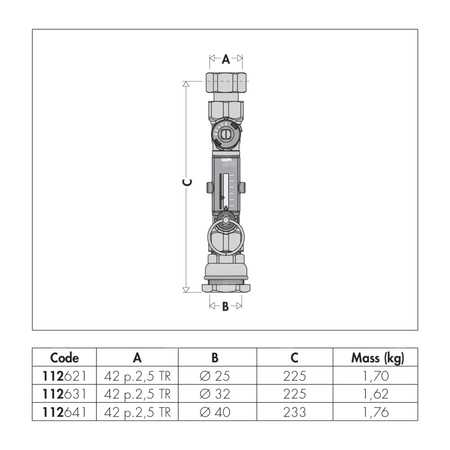 Zawór równoważący z przepływomierzem 42 p.2,5 TR x O 25