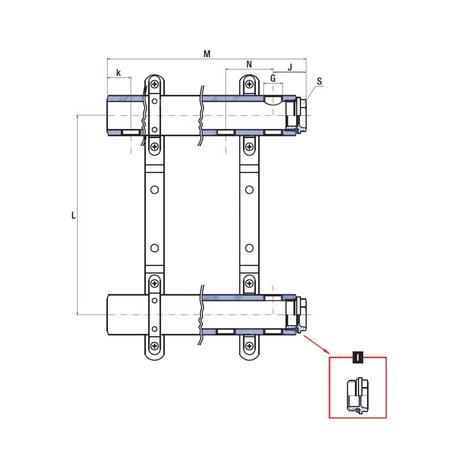 Rozdzielacz ogrzewania RUMET 50A 4 obwodowy