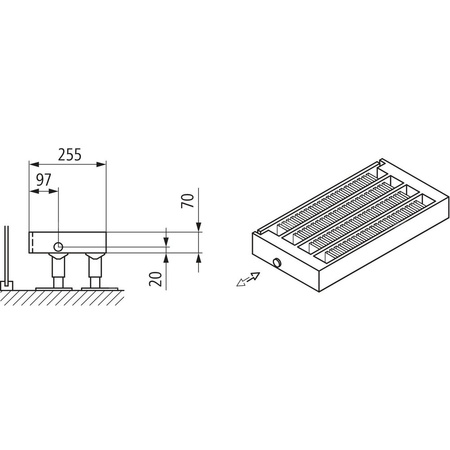 Konwektor Kermi Kon m. Str. Typ44 BH210x255x2200mm QN4204, weiß, 6bar, m. Abd., AB Uni.