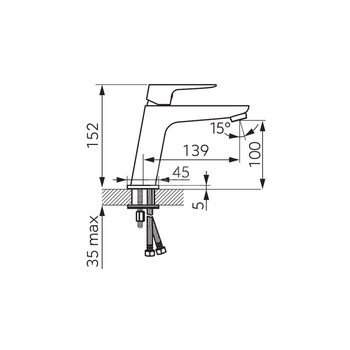 Bateria umywalkowa stojąca FERRO VITTO VERDELINE, chrom