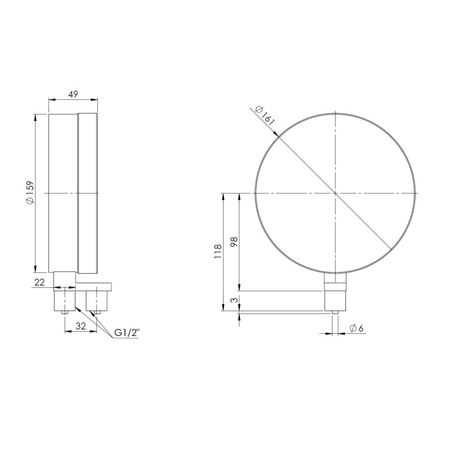 Ciśnieniomierz różnicowy AFRISO KP Dif D401 0/25 mbar mosiądz G1/2B radialne fi 160, kl. 1.6%